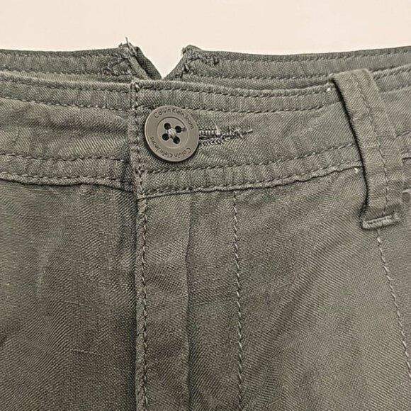 Calvin Klein Women's Shorts Size 4 Olive Green Linen Blend Pockets Outdoors Y2K - Picture 3 of 14